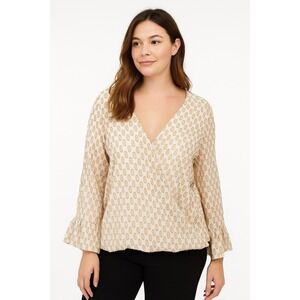 Lovestitch Women's Blouse Top Bell Size Medium Bell Sleeve Aztec Print Bohemian